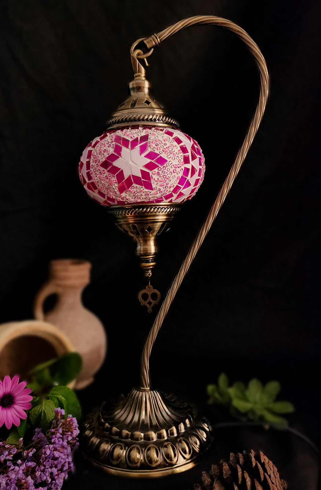 Turkish Mosaic Lamp - Pink Star Design