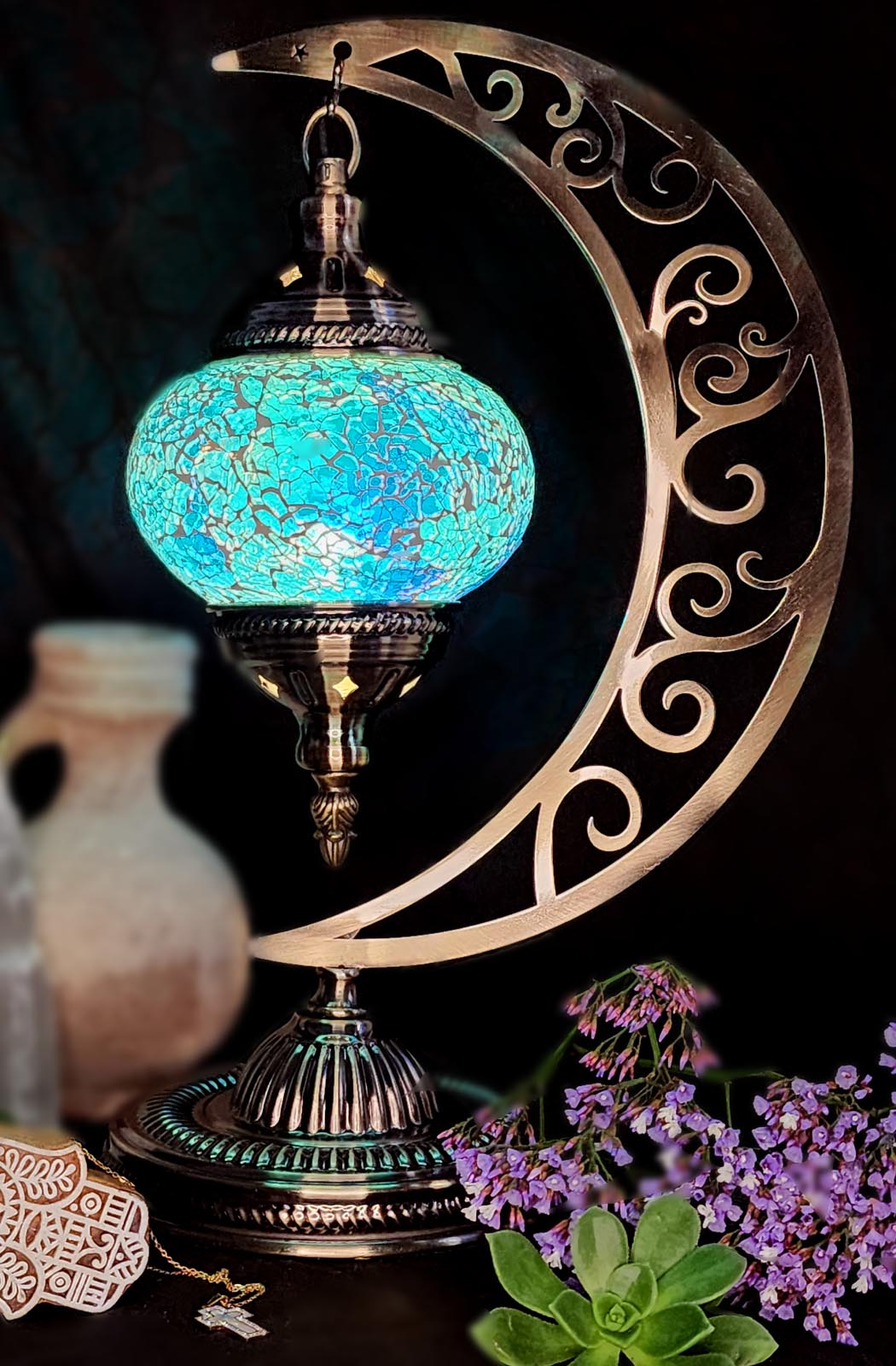 Turkish Mosaic Lamp - Crackle Blue Limited Edition