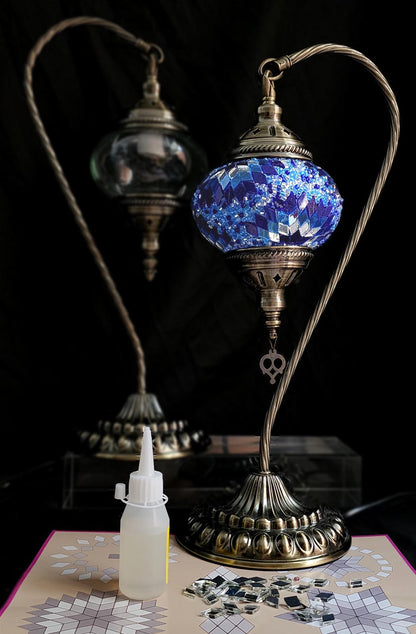 Turkish Mosaic Lamp DIY Home Craft Kit Eren Star Blue