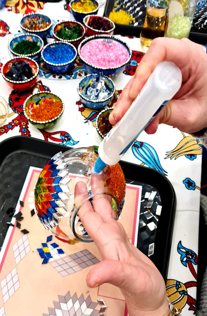 DIY Mosaic Tealight Craft Kit - Crystal (White & Mirror)