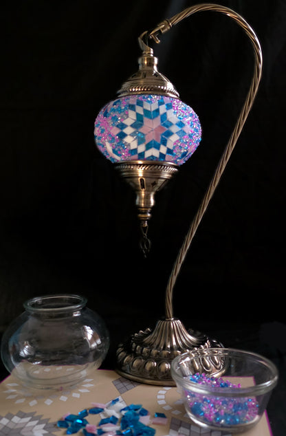 Turkish Mosaic Lamp DIY Home Craft Kit ELA Pink and Blue