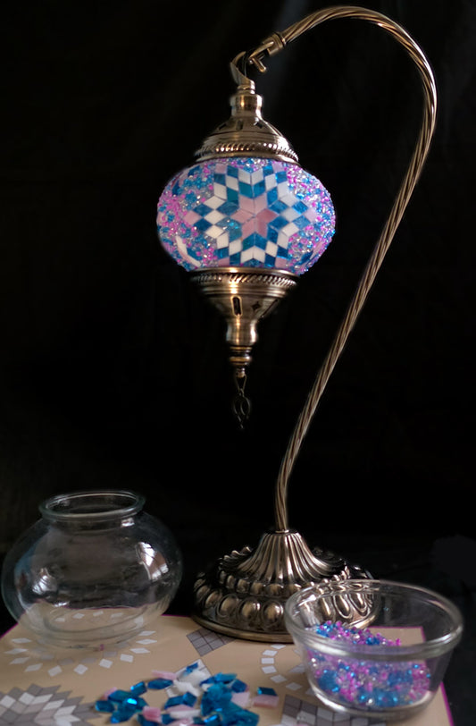 Turkish Mosaic Lamp DIY Home Craft Kit ELA Pink and Blue