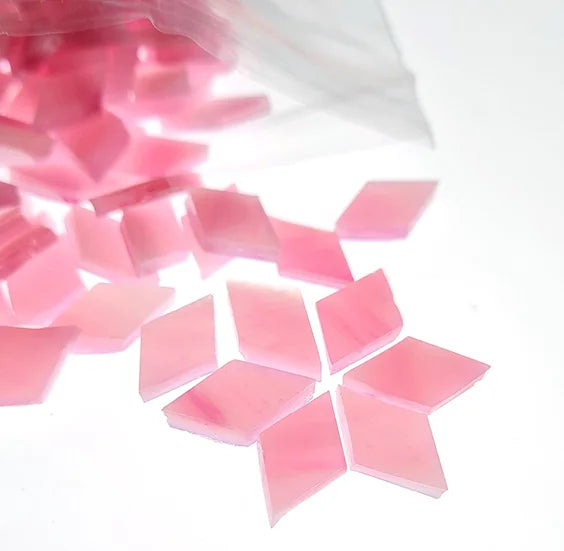 Diamond Mosaic Cut Glass -Opaque Baby Pink
