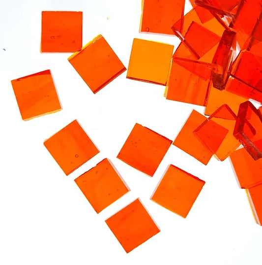 Square Mosaic Cut Glass - Orange