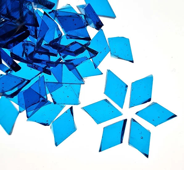 Diamond Mosaic Cut Glass - Aqua Blue