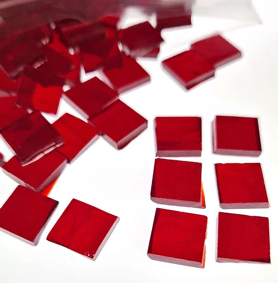 Square Mosaic Cut Glass - Wine Red